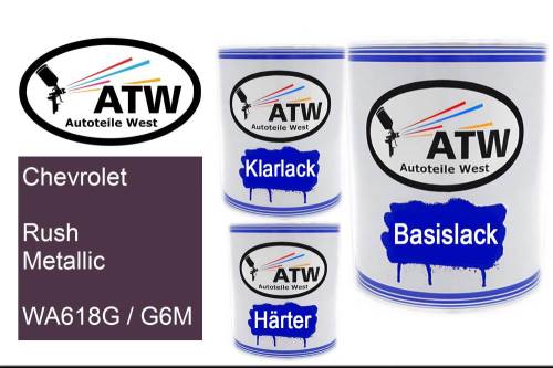 Chevrolet, Rush Metallic, WA618G / G6M: 1L Lackdose + 1L Klarlack + 500ml Härter - Set, von ATW Autoteile West.